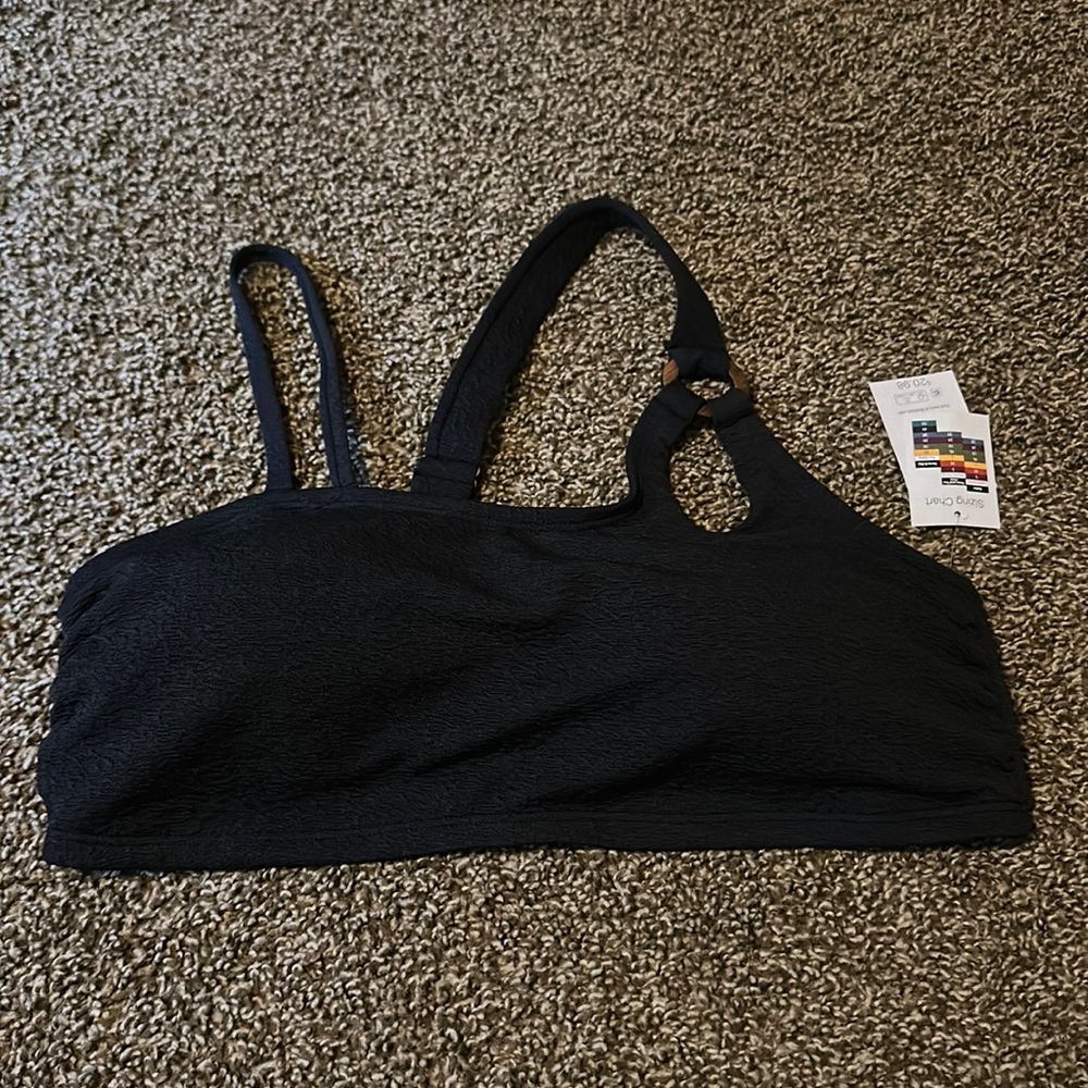 TIME AND TRU ASYMMETRICAL BIKINI TOP: BLACK: NEW WITH TAGS: SIZE 1X